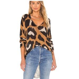 Show Me Your Mumu Hug Me Sweater Cognac Wildcat Oversized  Knit Sweater Size XS